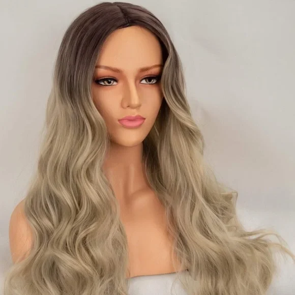 Marie 22” ASH BROWN OMBRÉ BODYWAVE MIDDLE PART Wig - Picture 7 of 7